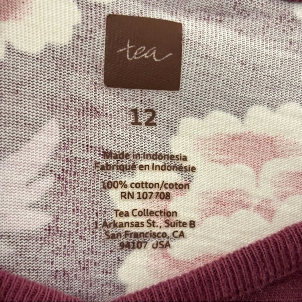 Tea Collection Girls  Burgundy Floral Long Sleeve  Dress  Girls size 12